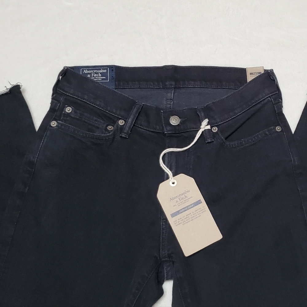 ABERCROMBIE & Fitch Rustin Athletic Slim Stretch Black Raw Cut Jeans 28 - Picture 4 of 12